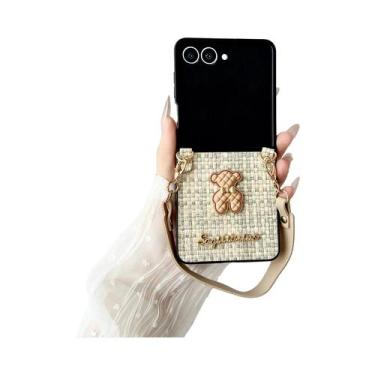 Imagem de Pulseira com padrão de tecido de ursinho 3D compatível com capa de tel