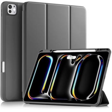 Imagem de Akkerds Capa compatível com iPad Pro de 13 polegadas (M5/M4) 2025/2024, para iPad 13 Pro com suporte para lápis, capa protetora fina com três dobras com parte traseira de TPU macio, despertar/hibernar