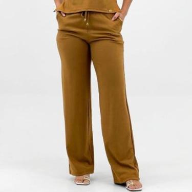 Imagem de Calça Rosa Bella Wide Leg em Tecido Feminina-Feminino