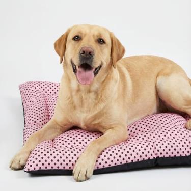 Imagem de Cama para Cães, Retangular, 60x80cm, Porte Médio, Impermeável e Lavável, 100% Algodão, Flocos de Espuma, Lulu Rosa, Estampa Animal