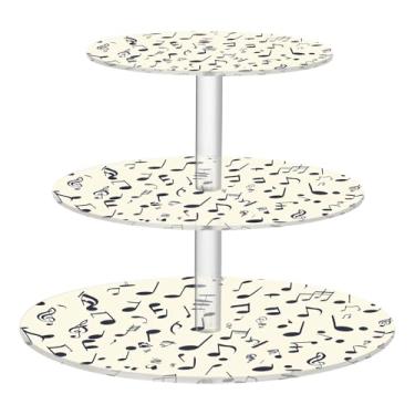 Imagem de CEBUGI Suporte de cupcake de 3 camadas, notas musicais, suporte redondo para bolo, torre, bandeja de servir em camadas de acrílico para chá, chá de bebê, casamento e mais