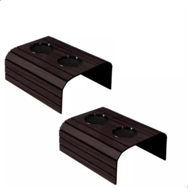 Imagem de Porta Copos Esteira com Apoio de Braço para Sofá, Marrom, 29x40cm, com 2 Suportes de Copo de 9cm, Kit com 2 Unidades Tabaco