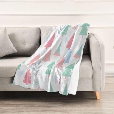 Imagem de Wassud Cobertores e mantas de Natal 152,4 x 228,6 cm, flocos de neve e árvores de Natal para sofá, cadeira, decoração de casa