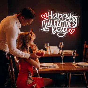 Imagem de Feliz Dia dos Namorados Sinal Neon Personalizado Sinal Neon Dia dos Namorados Romântico Led Luz Neon Quarto Decoração de Parede Decoração de Festa Presente Personalizado