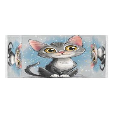 Imagem de Wassud Capas de lavadora e secadora cinza para gatos, protetor de lavadora com sacos de armazenamento, capa de geladeira à prova de poeira com bolsos para lavanderia doméstica, cozinha, 120 x 55 cm