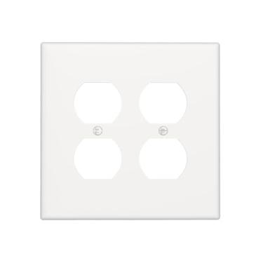 Imagem de WUYOCHA Capas de tomada decorativas Cholk White 2 Gang, placa de cobertura de interruptor de luz dupla dupla para tomadas elétricas, capas de placa de interruptor para quarto, cozinha, decoração de