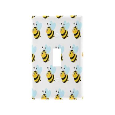 Imagem de Wassud Placa de cobertura decorativa para interruptor de luz de abelha fofa para tomadas elétricas, interruptor único, 11 x 7 cm