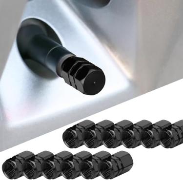 Imagem de Couslcd Tampas de haste de válvula de pneu de carro, 12 peças de tampas de válvula de roda à prova d'água à prova de poeira, acessório de pneu hexagonal de liga de alumínio, acessórios de carro para