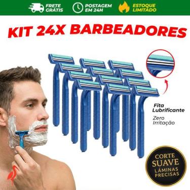 Imagem de Kit com 24 Barbeador Gilete Masculino e Feminino 2 Lâminas com Fita Lu