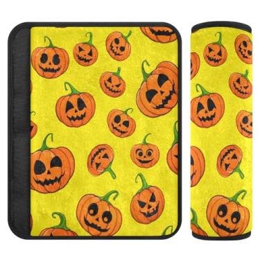 Imagem de Burbuja Capa para cinto de segurança de carro Jack O Lantern Pumpkins Protetor de cinto de segurança de carro macio confortável para alça de ombro de assento, 1 par médio