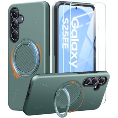 Imagem de JAME Capa para Samsung Galaxy S25 FE, compatível com Magsafe, 2 unidades, protetor de tela, suporte de anel, suporte de suporte, capa protetora de camada dupla à prova de choque para Galaxy S25 FE