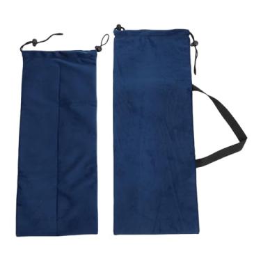 Imagem de Generic Bolsa para Rack de Mahjong, Bolsa de Armazenamento de Veludo Marinho Com 4 Slots Com Fecho de Cordão e Alça Macia para Racks de Mahjong, Empurradores, Dados, Placares,