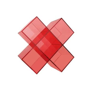 Imagem de Suporte para armazenamento de CDs Estante de chão criativa e minimalista em acrílico transparente para CDs álbuns, ideal para guardar livros revistas(Red)