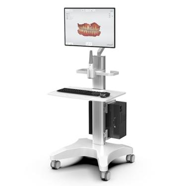 Imagem de Carrinho móvel para estação de trabalho odontológica | Carrinho de altura ajustável com suportes para monitor médico e scanner oral | para clínicas, hospitais, salões de beleza