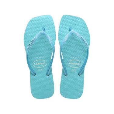 Imagem de Chinelo Havaianas Slim Square Glitter Neon -, 37/38, Bege palha, Azul