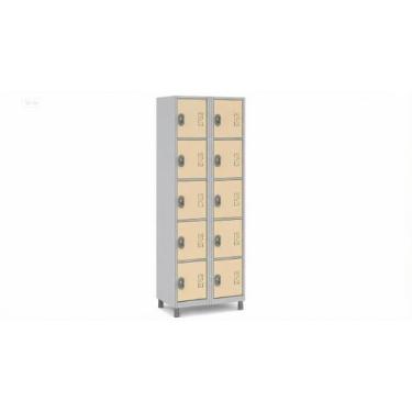 Imagem de Armário de Aço 10 Portas Pequenas para Empresa COR:BEGE - W3, BEGE