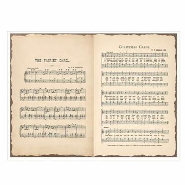 Imagem de Arte de parede vintage Christmas Carol – Pôster de partitura de hino religioso, impressão em tela sagrada clássica para decoração de Natal e exibição sazonal inspirada na fé, 30 x 40 cm, sem moldura