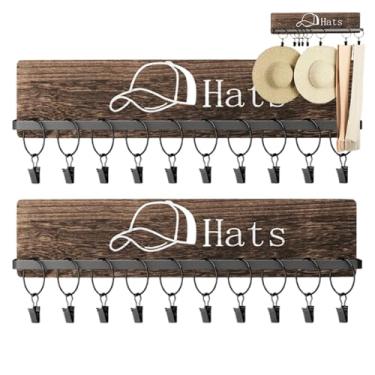 Imagem de Cabideiros para Chapéus de Parede,2 Peças Organizador Multifuncional De Com 20 Ganchos,Organizador de Chapéus para Entrada | Para Roupas Chaves Bolsas Casa Quarto Cozinha Banheiro Entrada