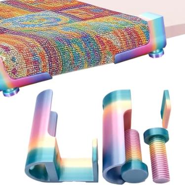 Imagem de Kit de suporte de rolo de lona de pintura de diamante - braçadeira de mesa ajustável para artesanato e presente, organizador antirrolo e economia de espaço (colorido)