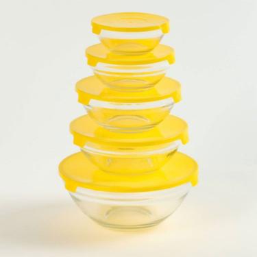 Imagem de Conjunto de 5 Tigelas de Vidro La Vittra com Tampa Plastica Intervalue