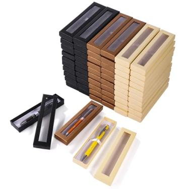 Imagem de OMISTAR Caixa de presente preta vazia para caneta, estojos de papelão com janela transparente (60 peças)