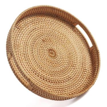 Imagem de Bandeja de mesa de café DECRAFTS Round Rattan 35,56 cm x 6,1 cm