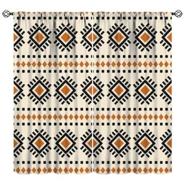 Imagem de Cortinas tribais ocidentais boho tribo tradicional asteca arte geométrica impressa blackout cortinas de janela para quarto cozinha decoração conjunto de tecido 2 painéis 106 x 113 centímetros 30% taxa