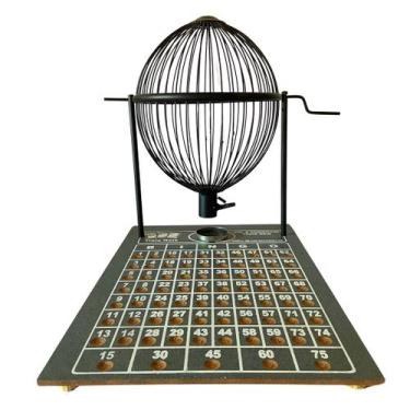 Imagem de Jogo Números 1 A 75 Globo De Metal Tabuleiro Em Madeira N3 - Três Reis