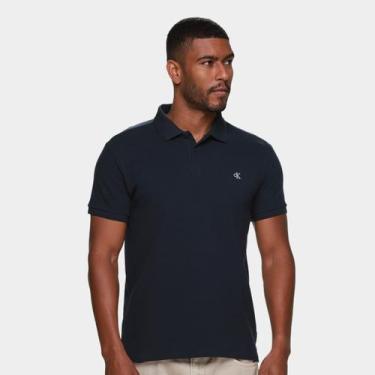 Imagem de Camisa Polo Calvin Klein Logo Bordado Masculino, Marinho, M