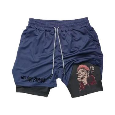 Imagem de Shorts De Treino Masculinos 2 Em 1 De Verão Com Camada Dupla Para Acad