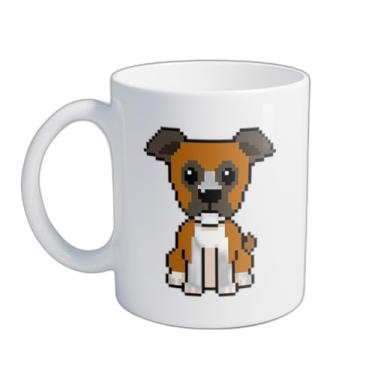 Imagem de Caneca Xícara de Café Porcelana 300ml Desenho Cachorro Boxeador Retro