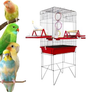 Imagem de Viveiro Para Calopsita Grande Triplex Slim Playground Gaiola Para Pássaros (Vermelho)