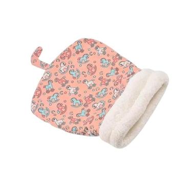 Imagem de EFDNK-HB Ninho aconchegante para animais de estimação para gatos e cães, saco de dormir para gatos, outono e inverno, com travesseiro, camas fofas de pelúcia macia e gatinho (rosa)