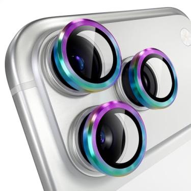 Imagem de Misea Compatível com iPhone 17 Pro/iPhone 17 Pro Max, protetor de lente de câmera de vidro temperado Ultra-HD, protetor de tela de metal anel individual acessórios de decoração, colorido