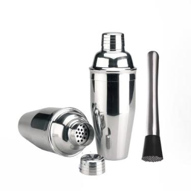 Imagem de Kit Coqueteleira 500 ml Socador Inox Profissional Bartender Bar Restaurante Drink Evento