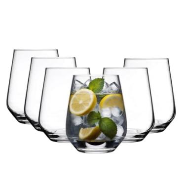Imagem de Copos para beber suco de água SECEN LONDON 425 CC, conjunto de 6 copos de vidro cristalino, copos de vidro para água, suco, bebidas, mojito, bebidas mistas, conjunto de copos de coquetel, copos de