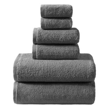 Imagem de REDKISS Conjunto de toalhas de algodão premium de 6 peças – 2 toalhas de banho, 2 toalhas de mão, 2 toalhas de banho, super absorventes, sem queda e resistente ao desbotamento | para banheiro