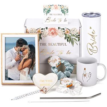 Imagem de 4MELLY 8 peças de caixa de presentes de noiva para ser presente de chá de panela, presente de casamento para despedida de solteira, 590 ml, copo de noiva, presente de noivado