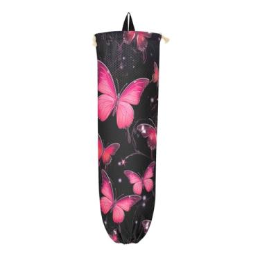 Imagem de Borboletas vermelhas e rosa no espaço, economizando espaço, dispensador de sacolas plásticas, organizador de sacolas plásticas de cozinha
