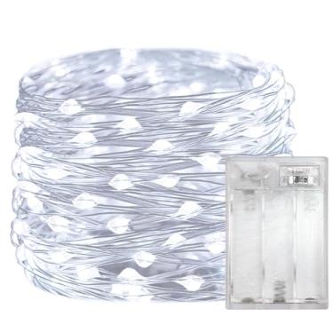 Imagem de Yalilong Com função de temporizador, luzes LED de gota de orvalho operadas por bateria, mini luzes de fadas para festas em casa, decoração de Natal, Halloween, 6 horas ligado/18 horas desligado, 30