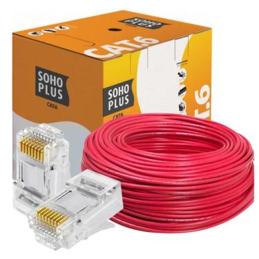 Imagem de Cabo Rede 100m Furukawa Soho Plus Cat6 Vermelho +30 Conector