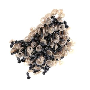 Imagem de Haofy 100 Peças Olhos de Segurança de Plástico Preto Com Arruelas, Olhos Artesanais de Design de Linha para Animais de Pelúcia Amigurumi Brinquedos de Fantoches de Urso de Pelúcia (plástico 4)