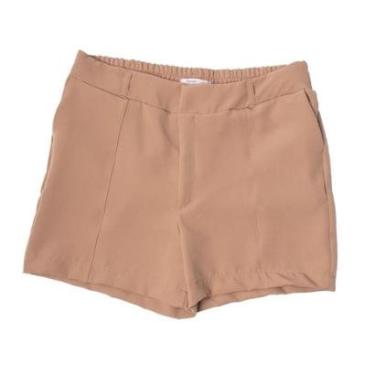 Imagem de Short Feminino Plus Size Secret Glam Alfaiataria Bege-Feminino