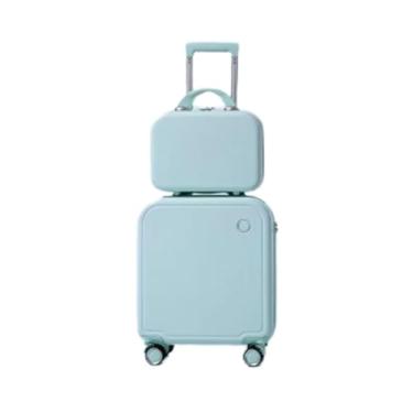 Imagem de Mala de mão e bolsa de cosméticos de 50,8 cm, estojo de transporte leve ABS + PC com trava de senha, conjuntos de bagagem de 2 peças com rodas giratórias (verde 45,7 cm)