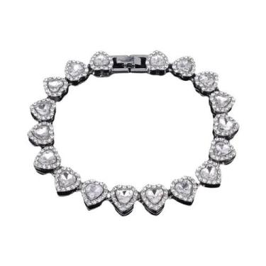 Imagem de 45cm novo coração brilhante strass colar hip hop tênis corrente pulsei