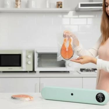 Imagem de Seladora À Vácuo Para Armazenar Alimentos Domésticos Embaladora Legumes Carne Peixe