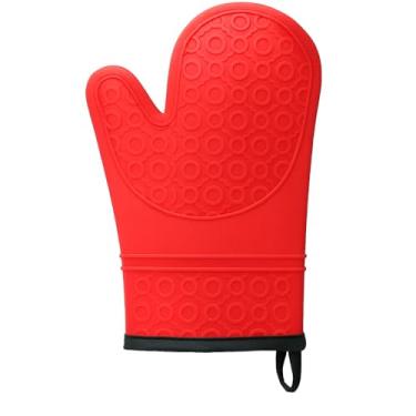 Imagem de Luva de Silicone Térmica Resistência Suporta calor até 220°C Forro Interno Macio À Prova de Calor Antiderrapante e Impermeável Luva Para Forno e Fogão Premium Segurança e Conforto FONSES (VERMELHO)