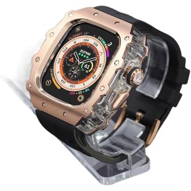 Imagem de VELORE Pulseira de relógio de aço inoxidável resistente, para Apple Watch séries 9/8/7 de 45 mm Ultra 2 de 49 mm e 44 mm, masculina e feminina, pulseira de relógio esportiva de borracha, 49MM, Ágata