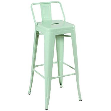 Imagem de Banqueta alta Iron Tolix com encosto 76 cm Verde claro