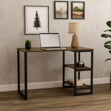 Imagem de Mesa para Computador 120cm com Prateleiras – Escrivaninha para Estudo e Home Office(Preto)